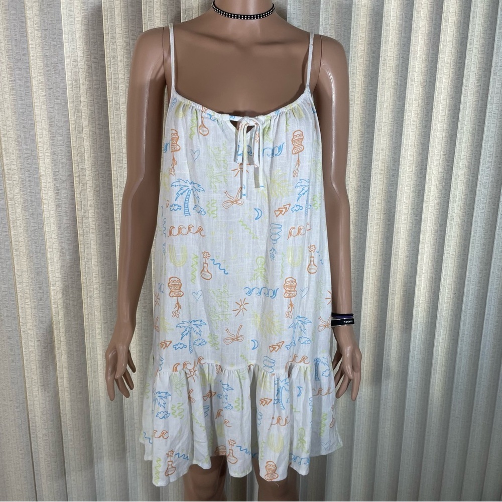 ☀️ NWT Pacsun White Doodle Mini Sun Dress | L.A. Hearts Swimsuit Coverup